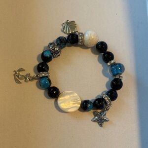 Handmade Ocean Themed Beaded Charm Bracelet